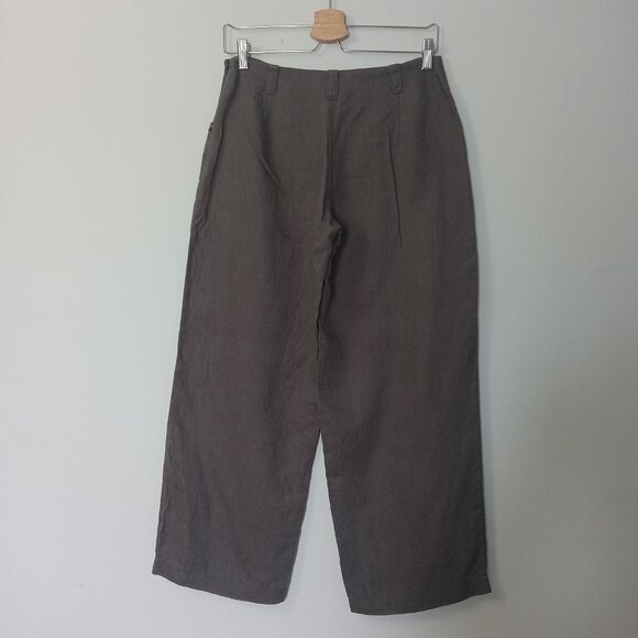 100% Linen Wide Leg Cropped Pants - Picture 4 of 9
